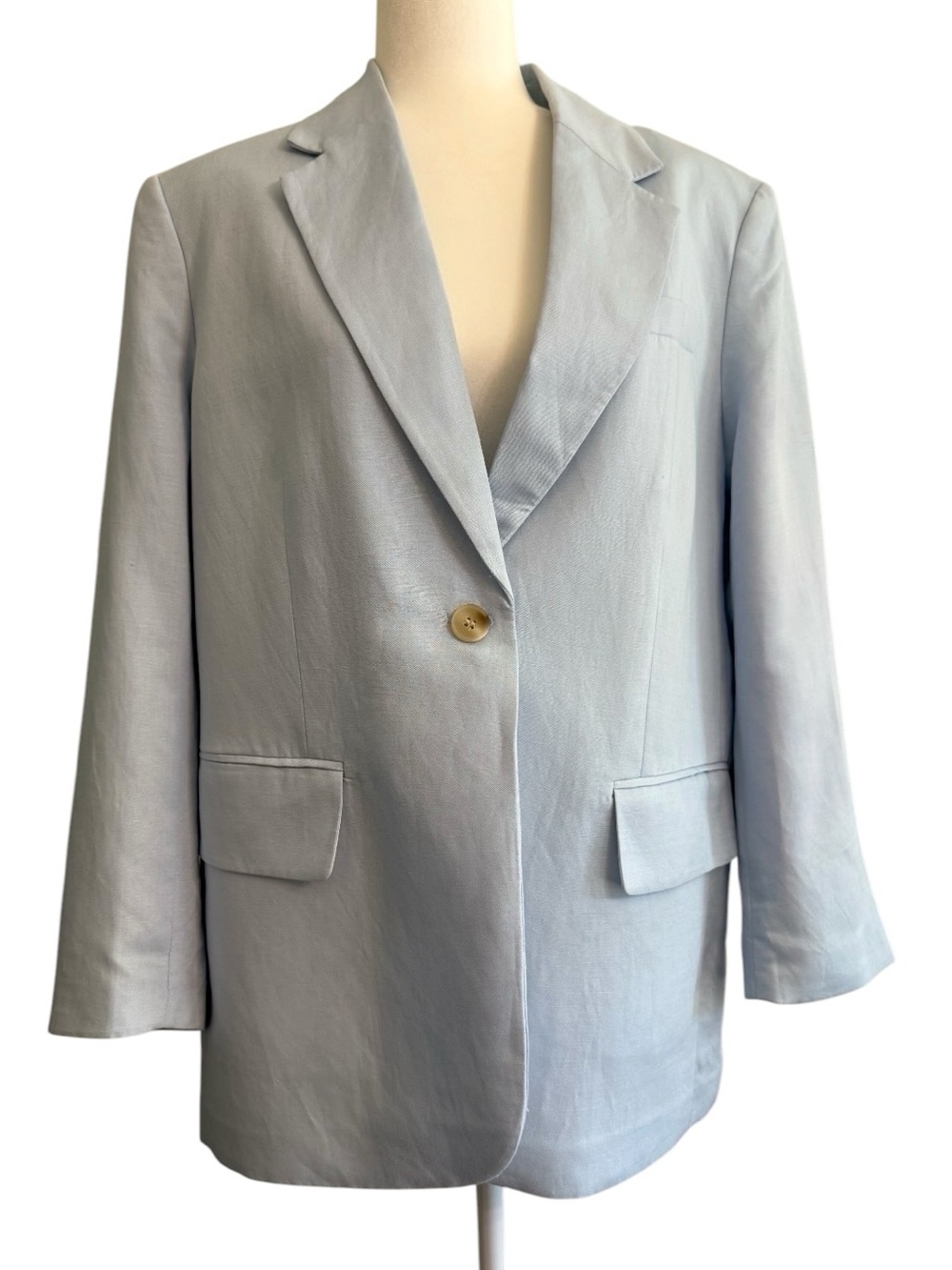 NWT H&M Linen Blend Pastel Spring Blue Blazer Oversized Medium
